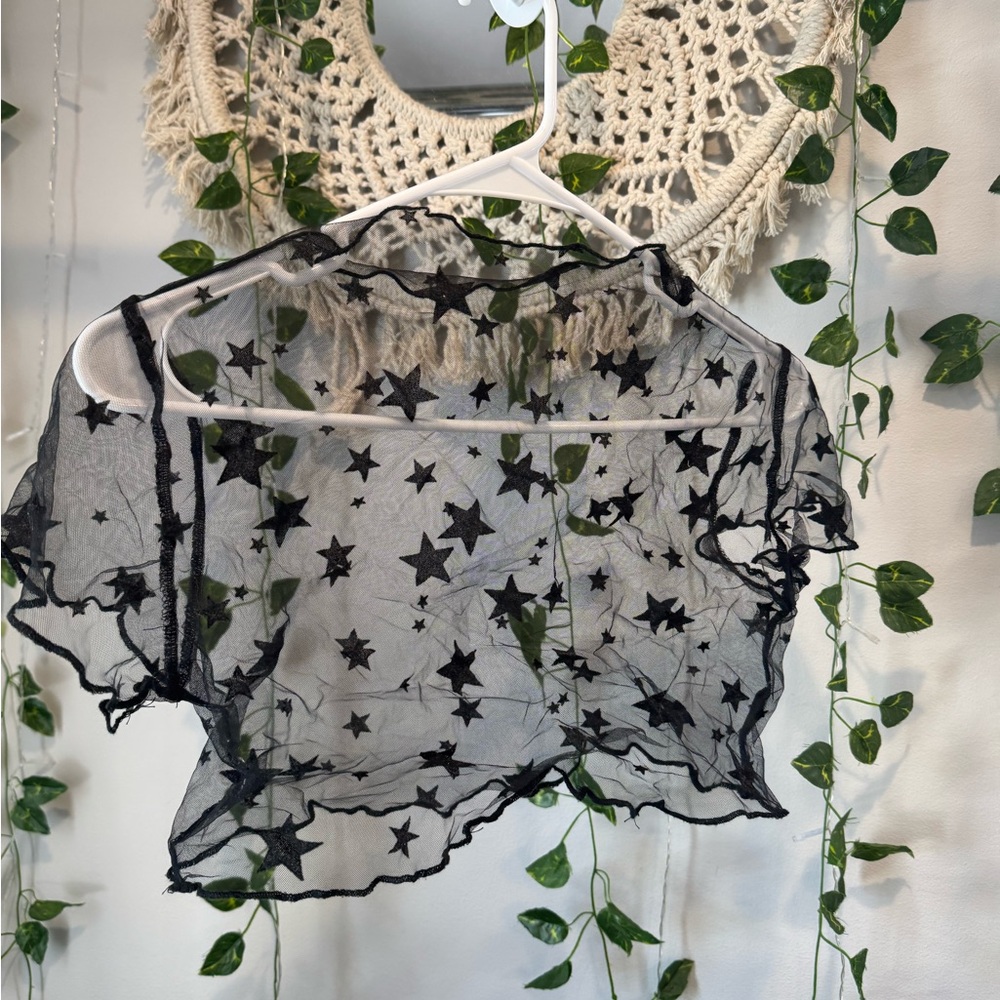 Black Ruffled Crop Blouse